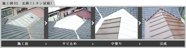 屋根塗装 施工02 瓦棒（トタン屋根）